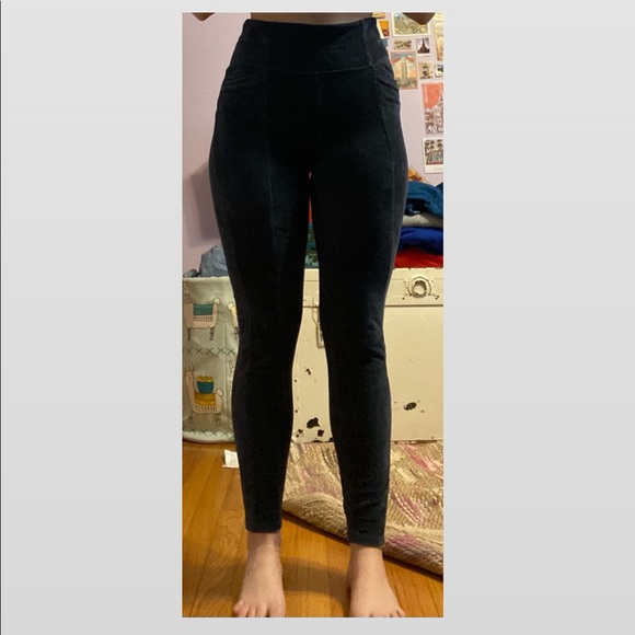 Athleta Navy Blue Velvet Leggings - Picture 1 of 5